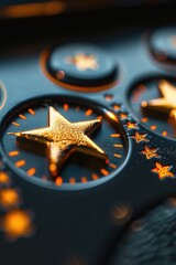 Poster - A close up image of a clock with stars, suitable for various design projects