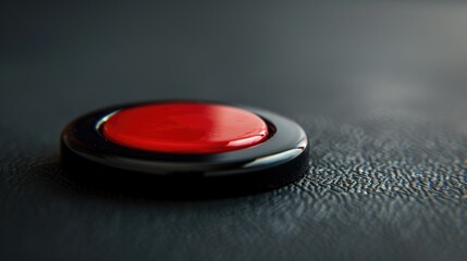 Poster - A red button on a sleek black surface. Perfect for technology or business concepts