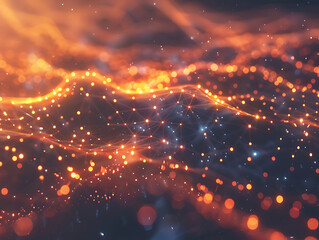 Poster - Streams of Light Connecting Distant Worlds in Abstract Background Art