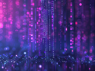 Fototapete - Abstract Binary Code Rainfall Digital Art Technology Background.