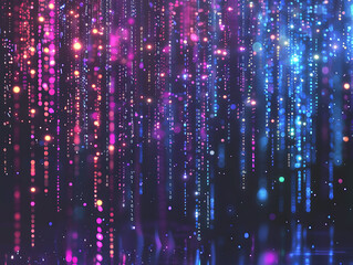 Fototapete - Digital Rain Binary Code Abstract Background Falling Down Cyber Security Technology.