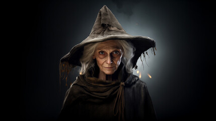 Wall Mural - mysterious grandmother witch sorceress fairy-tale character halloween horror scary