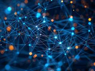 Fototapete - Web of Interconnected Neurons Abstract Background Illustration - Neural Network Connection Concept