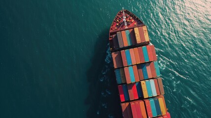 Poster - A large container ship sailing in the open ocean. Suitable for transportation and logistics concepts