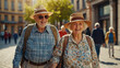 Happy senior couple on a walk