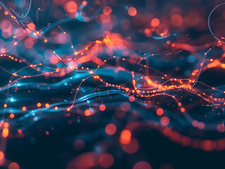 Fototapete - Abstract Neural Network Branching Out Connection Technology Background.