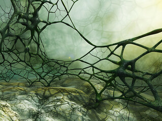 Fototapete - Abstract Vines Network Stretching Artistic Background in Gradient Tones