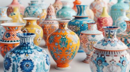 Poster - Colorful vases on a table, perfect for home decor projects