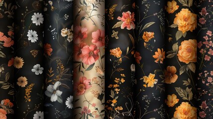 Poster - A variety of different types of floral fabrics. Perfect for fashion design projects