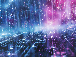 Poster - Digital Storm Abstract Background with Rainstorm Effect in Rich Blue Tones