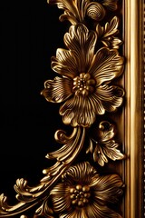 Aufkleber - A decorative gold frame adorned with intricate flowers and leaves. Perfect for adding elegance to any design project