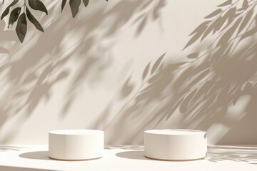 Aufkleber - Two white bowls sitting on a table, perfect for kitchen or dining room concept