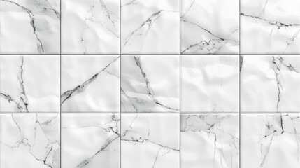 Poster - A white marble tile wall with various patterns. Great for interior design projects