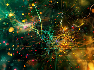 Poster - Abstract Digital Brain Neurons Connection Circuit Science Technology Background Concept.