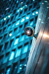Poster - Close up of a camera on a building side, suitable for security concepts