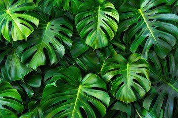 Aufkleber - Detailed close up of vibrant green leaves, perfect for nature backgrounds