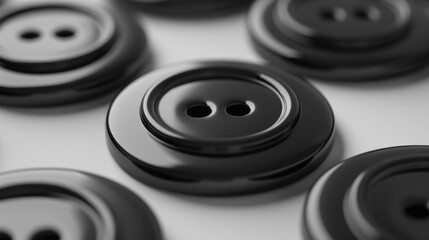 Poster - A collection of black and white buttons, suitable for various design projects