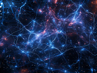 Poster - Cosmic Interconnected Web of Abstract Background in Vibrant Shades