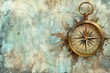 Vintage Nautical Compass and Weathered Map, Adventure and Exploration Theme, Digital Illustration