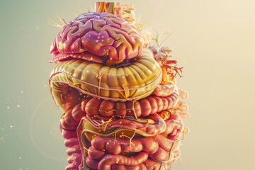 Aufkleber - A very tall pile of food with lots of food on top of it. Suitable for food blogs and restaurant advertisements