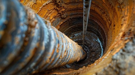 Poster - Detailed view of a pipe in a hole, suitable for industrial concepts