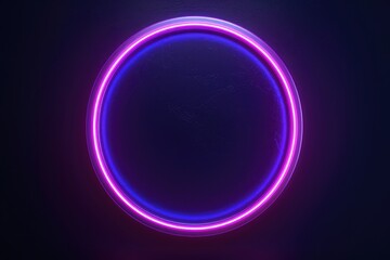 Aufkleber - Vibrant purple and blue neon circle on a dark black backdrop. Perfect for futuristic or technology-themed designs