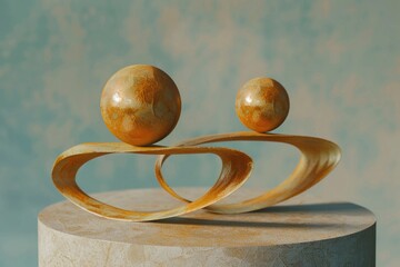 Poster - A sculpture of two spheres on a table, suitable for interior design projects