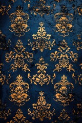 Poster - Elegant blue and gold wallpaper, perfect for luxurious interiors