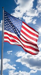 Wall Mural - American flag waving in the wind