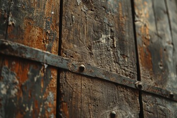 Poster - Detailed shot of an aged wooden door, suitable for architectural projects