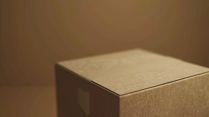 Poster - A brown box sitting on a table. Suitable for various business or storage concepts