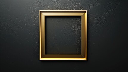 Aufkleber - Elegant gold picture frame hanging on a sleek black wall. Ideal for interior design projects