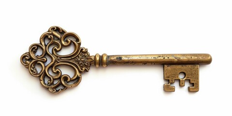 Poster - Vintage key on plain background, suitable for design projects
