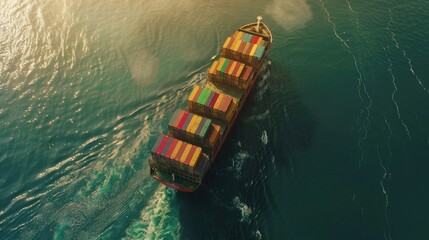 Poster - A large container ship navigating through the open waters. Suitable for transportation and shipping concepts