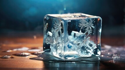 Poster - ice cubes in water