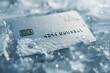 silver credit card frozen in ice, concept of frozen bank account and frozen funds or assets