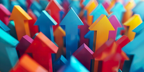 Poster - 3D ascending arrows of various colors