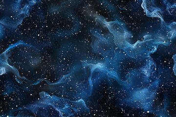 Wall Mural - celestial illustration with cosmic color like deep space black, cosmic blue, and starry silver, featuring swirling galaxy and shimmering nebula. endless cosmos night sky star background concept. 
