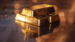 Stack of Gold Bars on Reflective Surface