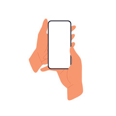 Poster - Mobile phone screen mockup in hand. Smartphone display. Flat vector illustration isolated on white