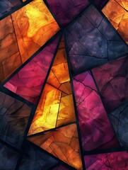 Poster - Vibrant backdrop with geometric patterns, neon lights, and watercolor blend for an abstract wallpaper design