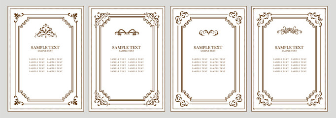 Fototapete - Vintage rectangle ornaments and ornate border. Ornate classic templates set in vintage style. Vector illustration. Decorative frames. 