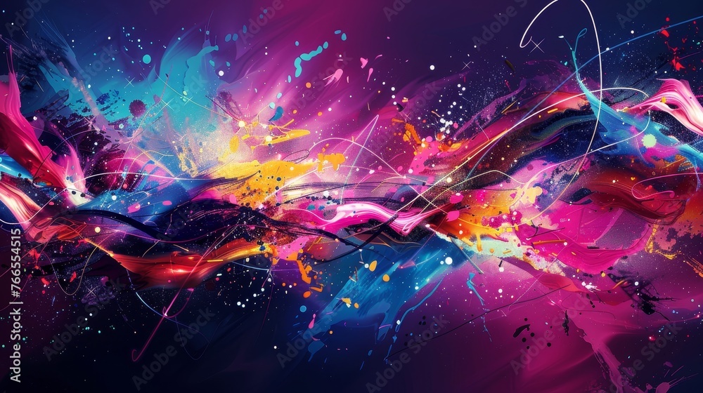 Vibrant abstract art wallpaper featuring neon lights entwined with ...