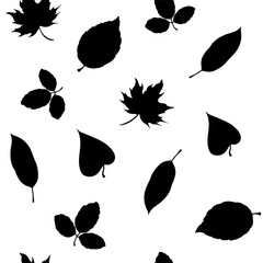 Wall Mural - Tree leaves. Floral seamless pattern. Spring background. Vector doodle, sketch