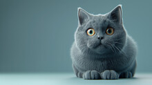 British Cat Banner Funny Cute Cartoon 3d Grey Cat