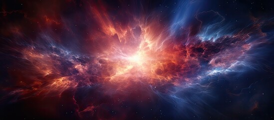 Wall Mural - a red and blue light is shining through the cloudy sky, creating a mystical atmosphere. the colors b