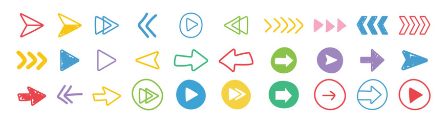 Aufkleber - Hand drawn arrows set. Vector doodle icon. Arrows hand drawn elements line art vector set art illustration
