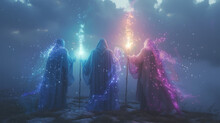Wizards Conjure Mystical Energy.generative Ai