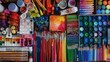 A colorful array of art supplies scattered across a table, beckoning students to unleash their creativity on blank canvases.