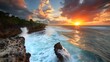 beautiful landscape sunset over the sea generative ai
